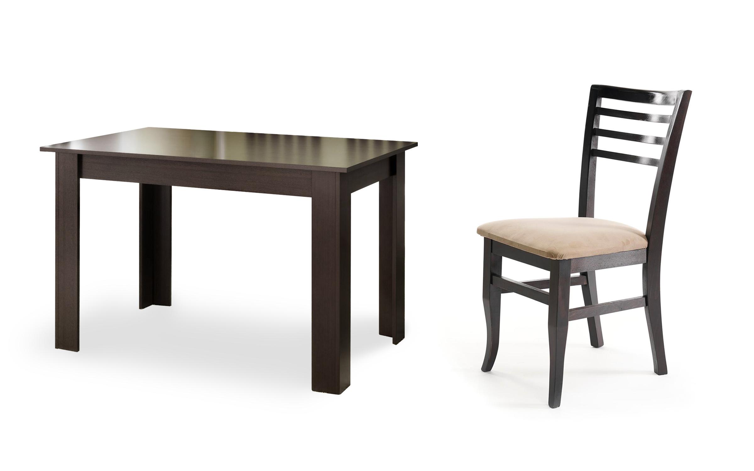Dining room set Dining table Dony + 4 dining chairs Carlot, Wenge + Wenge with light beige seat  1